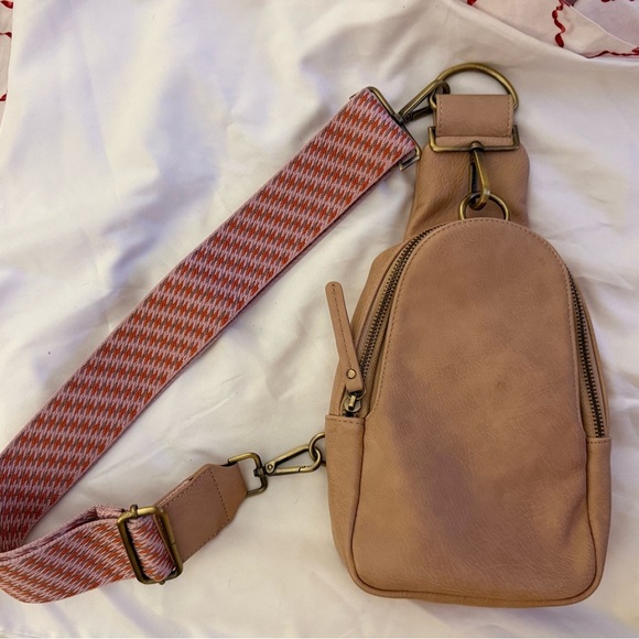 Urban Originals Handbags - Urban Originals by Anthropologie Pink and Taupe Slingbag
